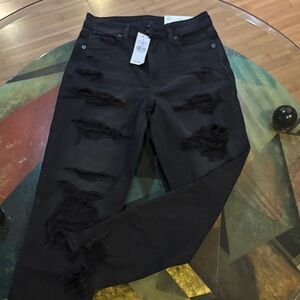 American Eagle Outfitters Black Distressed Skinny Jeans size 2 26 W